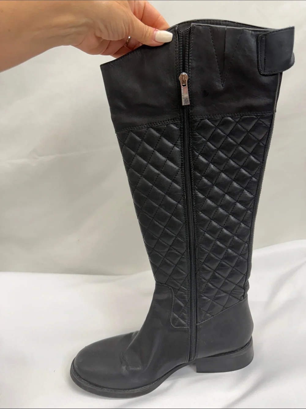 Vince Camuto Black Quilted Over-the-Knee Riding Boots